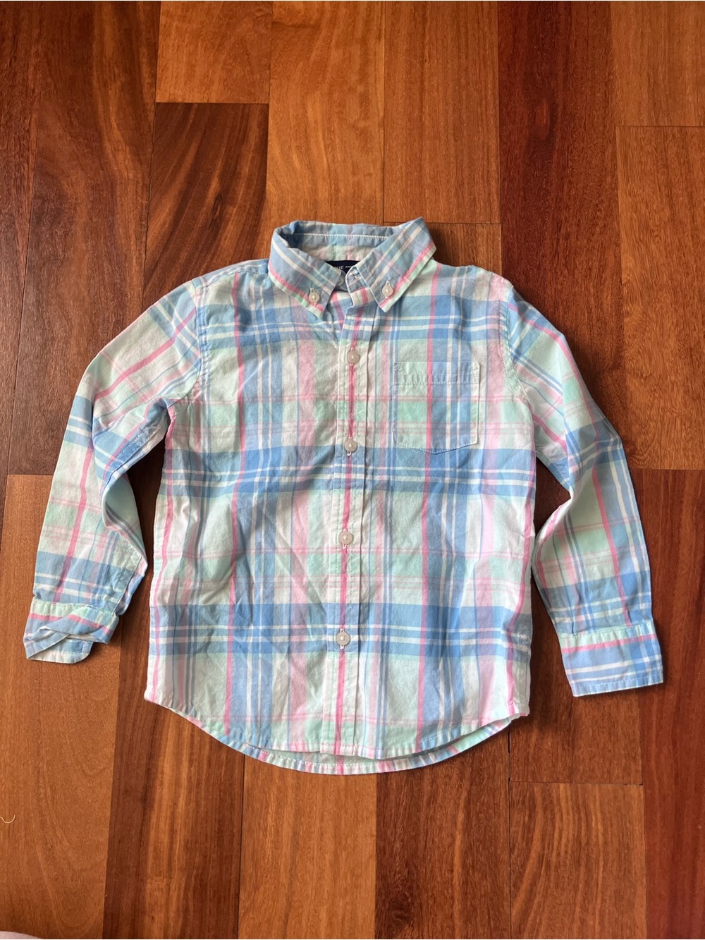 Janie and Jack Pastel Plaid Button-Down Shirt in Blue, Pink & Green
